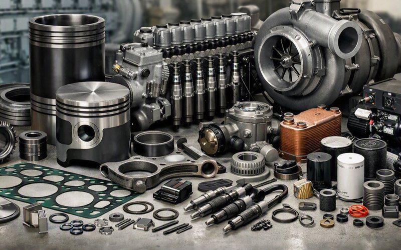 Pistons, cylinder liners, bearings, gaskets and running gear for main and auxiliary engines