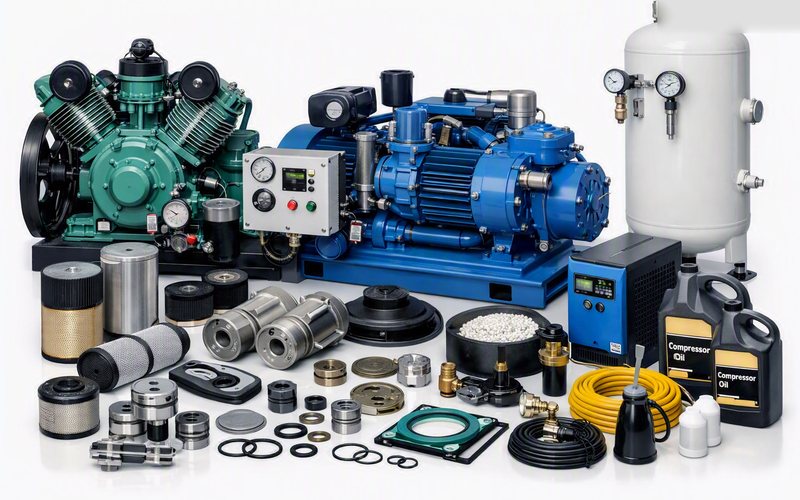 Marine air compressors with air receiver, valve plates, filters and service consumables